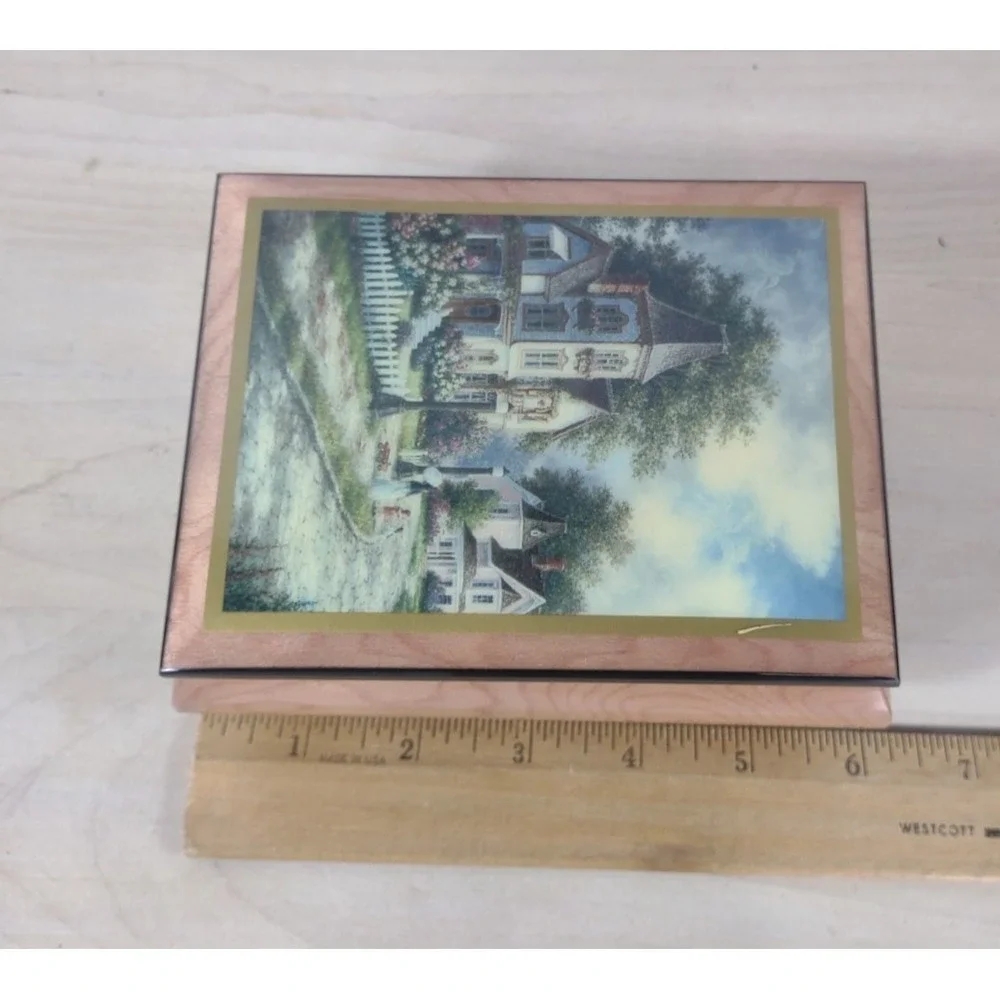 Ercolano Italian Jewelry Music Box Victorian House 'Wind Beneath My Wings'